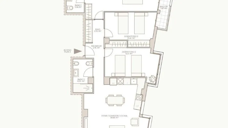 Apartamento de 3 dormitorios en Valencia, Spain No. 858 № 10