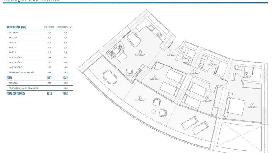Apartamento de 2 dormitorios en Benidorm, Spain No. 440 № 5