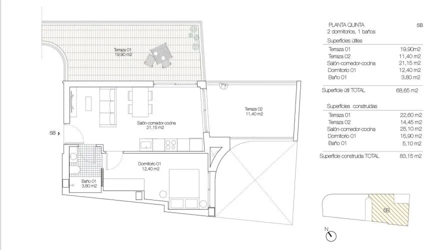 Penthouse de 1 chambre à Torrevieja, Spain No. 439 № 1