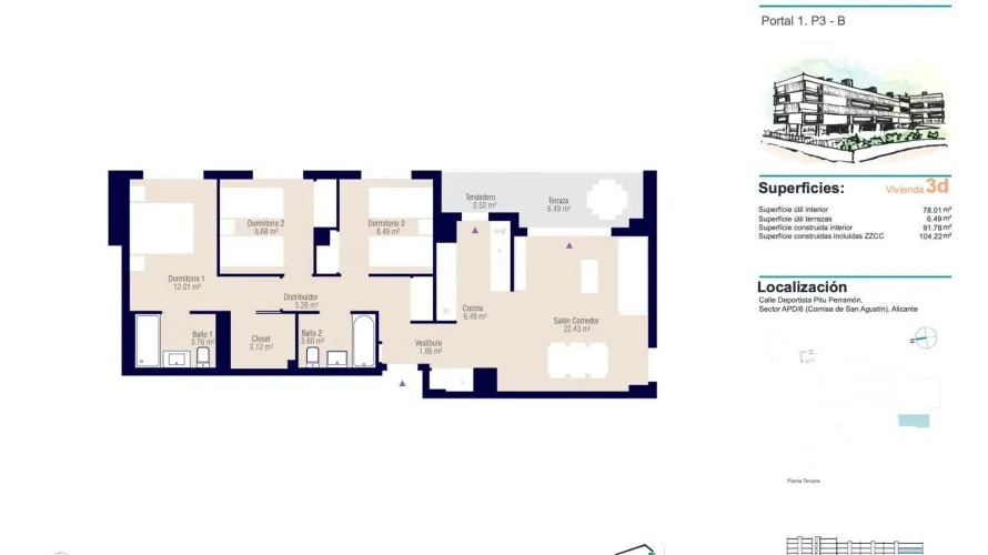 3 bedrooms apartment for sale, Alicante, Spain No. 639 № 12